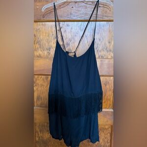 Black Fringe Women's romper